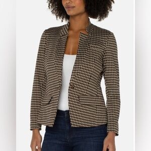 Liverpool| Womens Houndstooth Blazer - tan and black